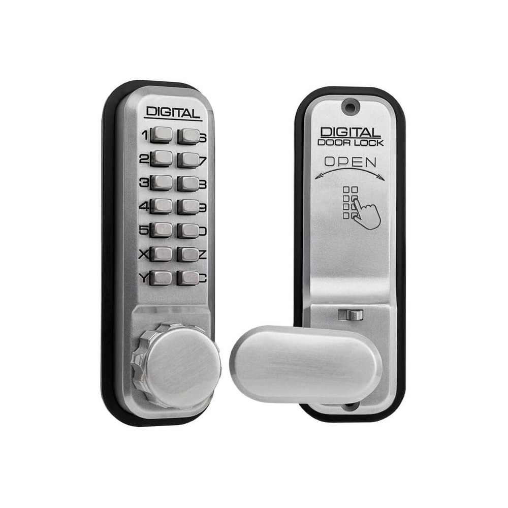 Lockey 2435 Heavy Duty Mechanical Digital Door Lock with Hold Back Knob - Satin Chrome